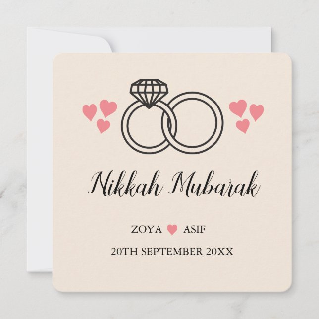 Cartão de Mubarak Personalizado Moderno Nikkah Wed (Frente)