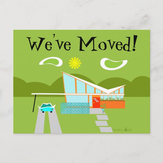 Cartão de Mudança de Endereço de Casa Retro Palm S (Frente)