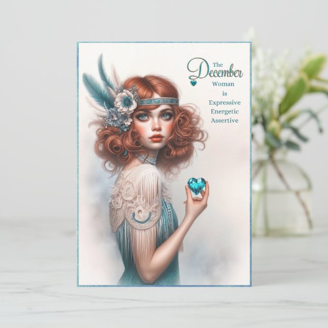 Cartão de Mulher Dezembro (Em pé/Frente)