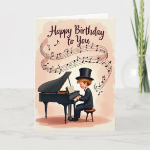 Cartão de Música de Piano de Aniversário