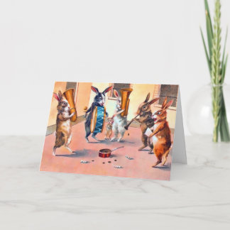 Cartão de Músicos Coelhinhos de Páscoa