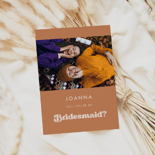 Cartão de na moda retro-marrom Bridesmaid