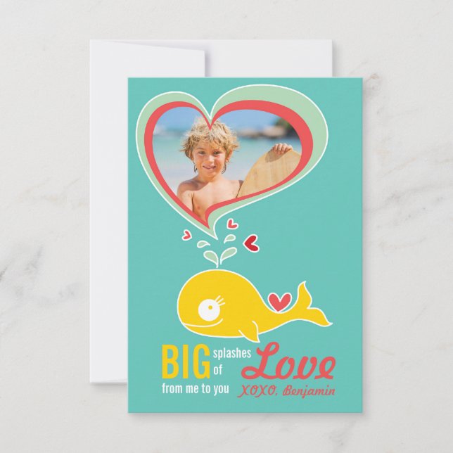 Cartão de Namorados de Cartoon de Baleia de Sala d (Frente)