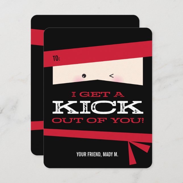 Cartão de Namorados para sala de aula de Karate (Frente/Verso)