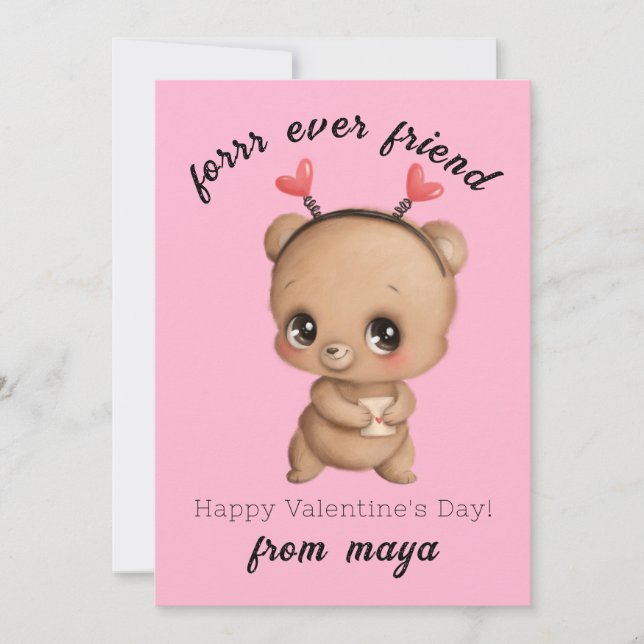 Cartão de Namorados para sala de aula de urso boni (Frente)