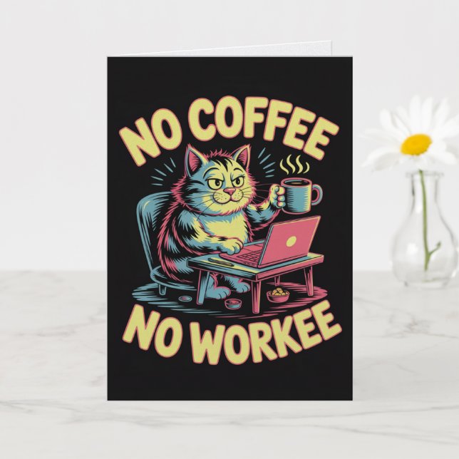 Cartão de Não Funciono Sem Café Divertido para Col (Planta pequena)