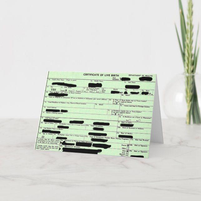 Cartão de Nascimento (Frente)