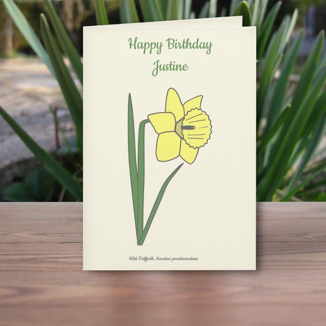 Cartão de Nascimento da Flor do Daffodil Pastel Bo (Botanical Daffodil Birthday Card )