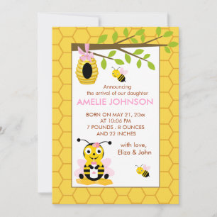 Cartão de Nascimento de Bebê Bumble Bumble