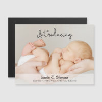 Cartão de nascimento de bebê de fotografia magnéti