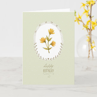 Cartão de Nascimento de Flor Amarelo Elegante