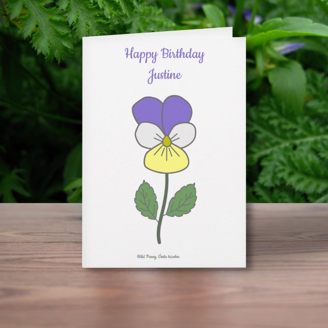 Cartão de Nascimento de Flor de Pastel Selvagem Bo (Botanical Wild Pansy Birthday Card )