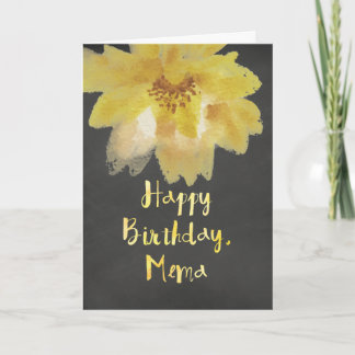 Cartão de Nascimento de Mema de Flor de Aquarela d
