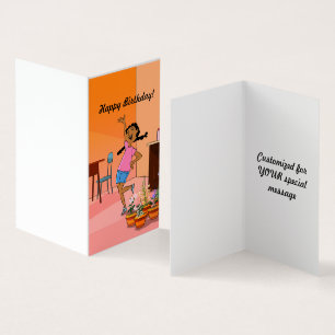 Cartão de Nascimento de Menina Étnica com Braids (