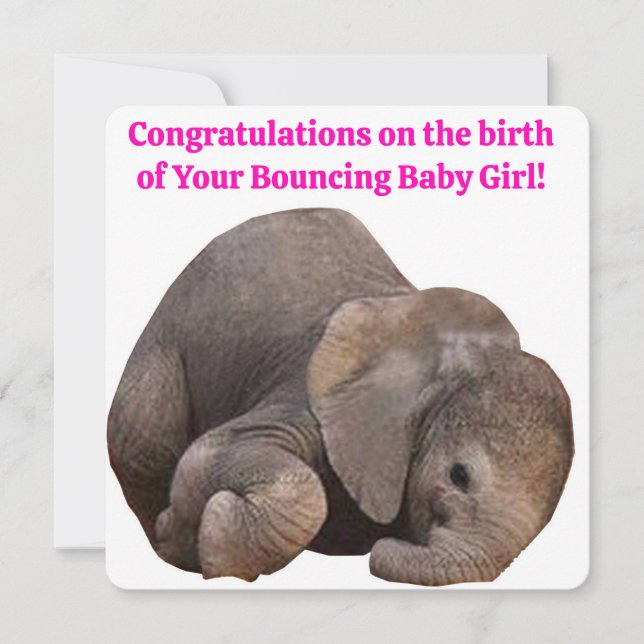 Cartão de Nascimento de Menina parabéns (Frente)