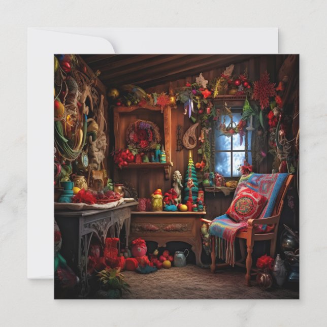 Cartão de Natal aconchegante de cabana de Natal (Frente)
