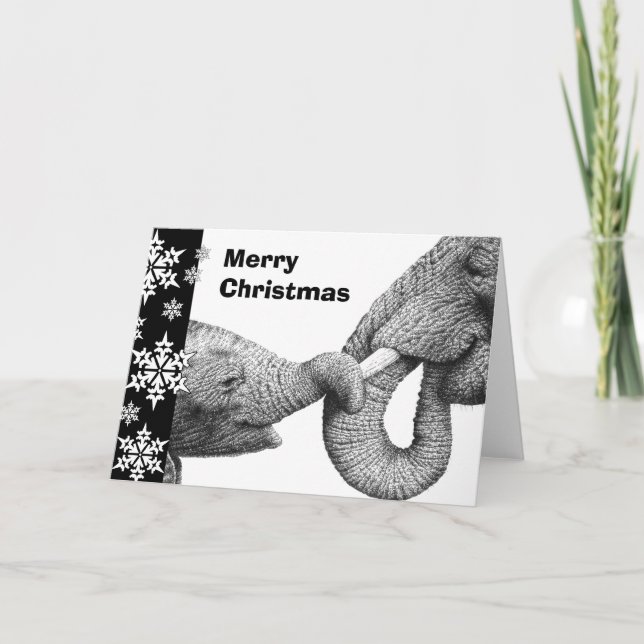 Cartão de Natal Africano Elefante e Vitelo (Frente)