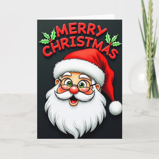 Cartão de Natal Alegre Papai Noel (Frente)