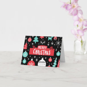 Cartão de Natal Alegre Pequeno Preto e Vermelho – 