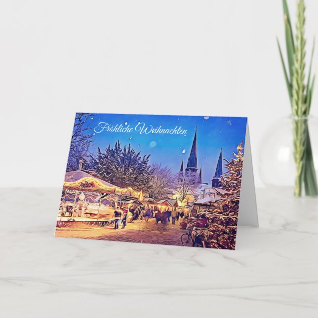 Cartão de Natal alemão de Fröhliche Weihnachten (Frente)