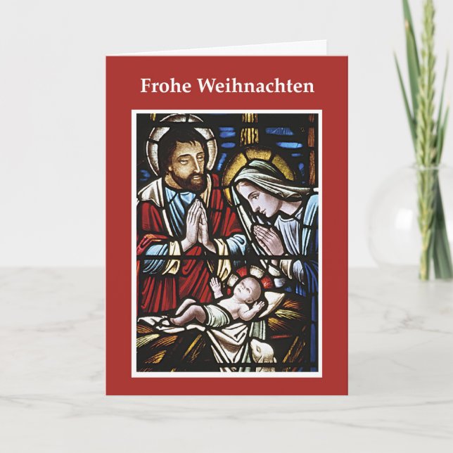 Cartão de Natal Alemão, Vidro Arrependido, Sagrada (Frente)