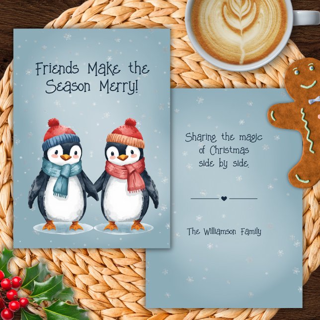 Cartão de Natal Amigos Pinguins (Criador carregado)