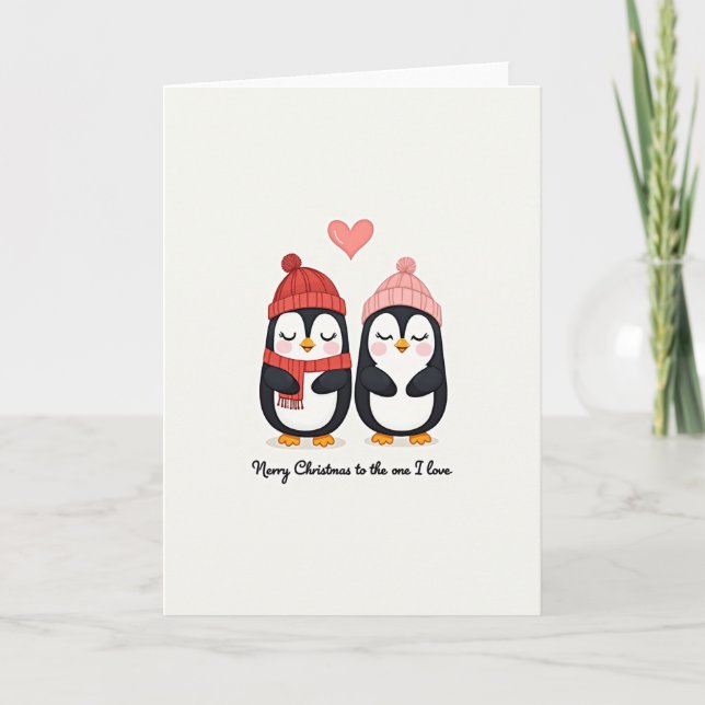 Cartão de Natal Amor Pingins (Frente)