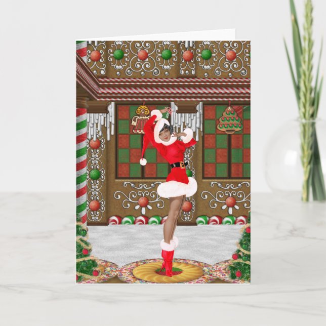 Cartão de Natal Antigo Afro-Americano (Frente)