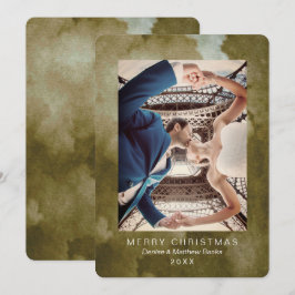 Cartão de Natal Aquarela Crocus Martini Olive