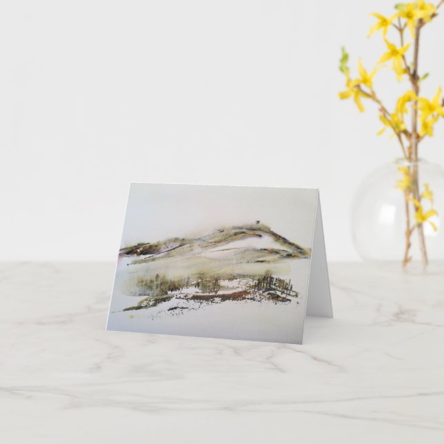 cartão de Natal aquarela Rivington pike Horwich (Flor Amarela)