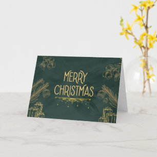 Cartão de Natal Art Déco Verde Esmeralda