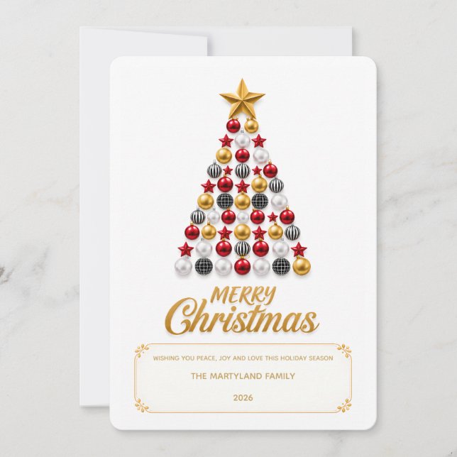 🎄✨ Cartão de Natal Árvore de Enfeites 🎁🌟 (Frente)