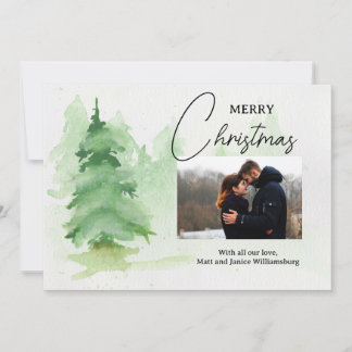 Cartão de Natal Árvore de Inverno Aquarela Foto