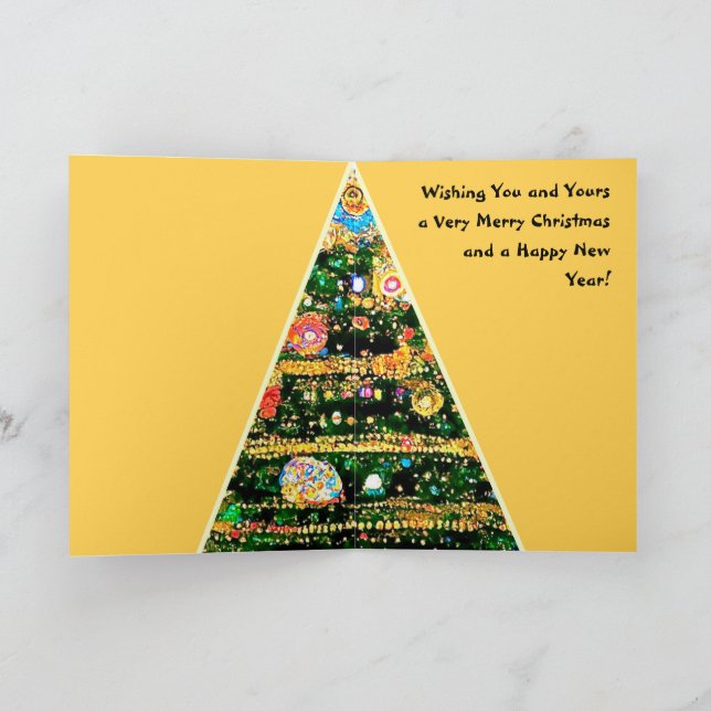 Cartão de Natal Árvore de luzes estilo Gustav Klim (Interior)