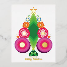 Cartão de Natal Árvore de Natal com Folha Dourada