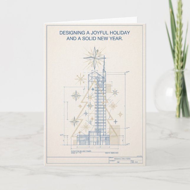 Cartão de Natal Árvore de Natal em Planta Baixa (Frente)