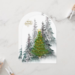 Cartão de Natal Árvore de Natal Floresta Nevada El