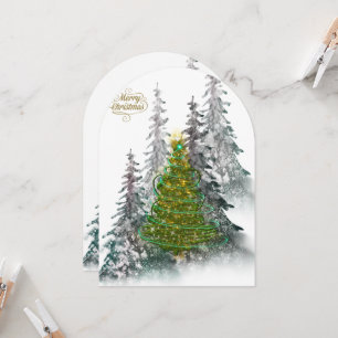 Cartão de Natal Árvore de Natal Floresta Nevada El