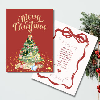 Cartão de Natal Árvore de Natal Vermelho Vintage
