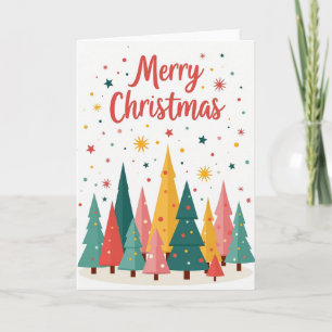 Cartão de Natal Árvores Coloridas