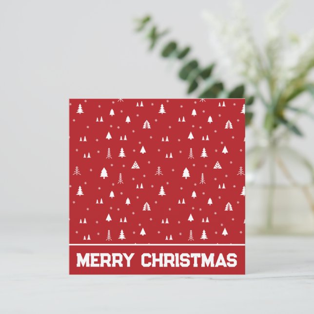 Cartão de Natal Árvores de Natal e Flocos de Neve (Em pé/Frente)