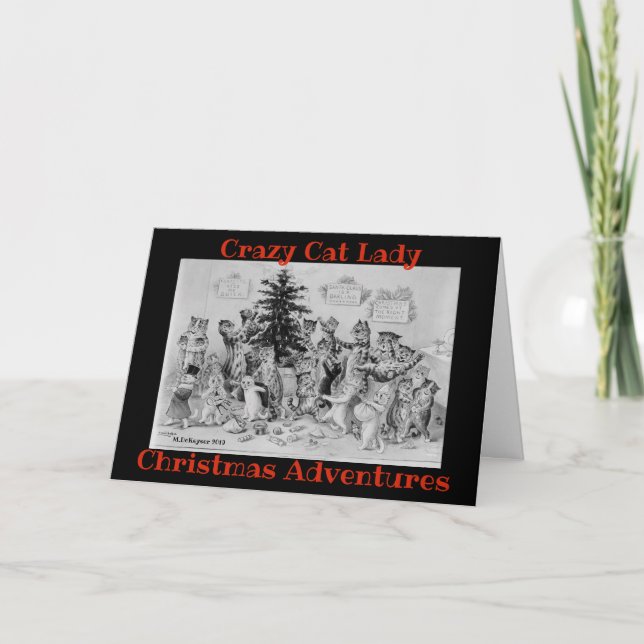Cartão de Natal Aventuras da Louca Senhora dos Gat (Frente)