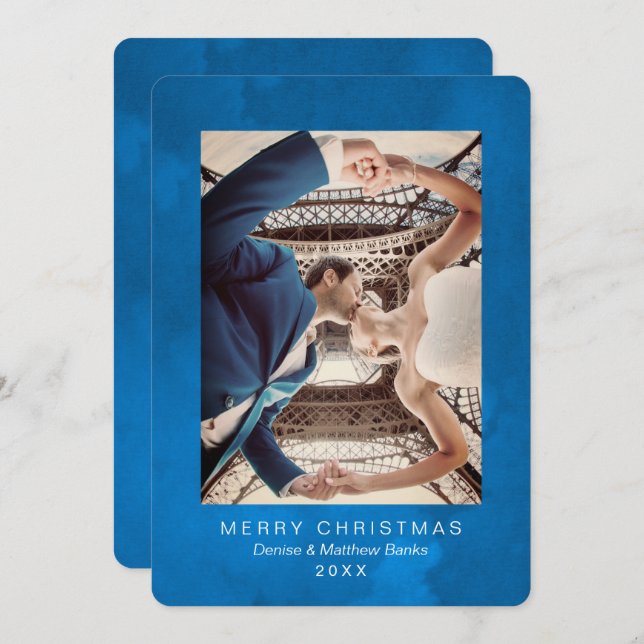 Cartão de Natal Azul Crocus Nebulas (Frente/Verso)