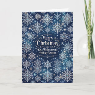 Cartão de Natal Azul Floco de Neve Alegre