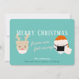 Cartão de Natal Azul para Máscara de papais noeis