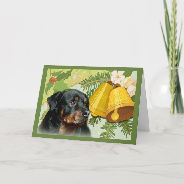 Cartão de Natal Bels de Rottweiller (Frente)