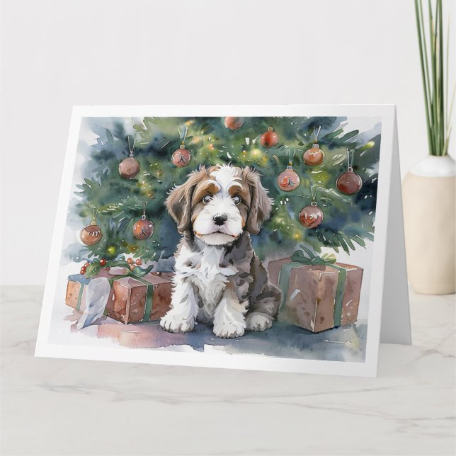 Cartão de Natal Bernedoodle (Frente)