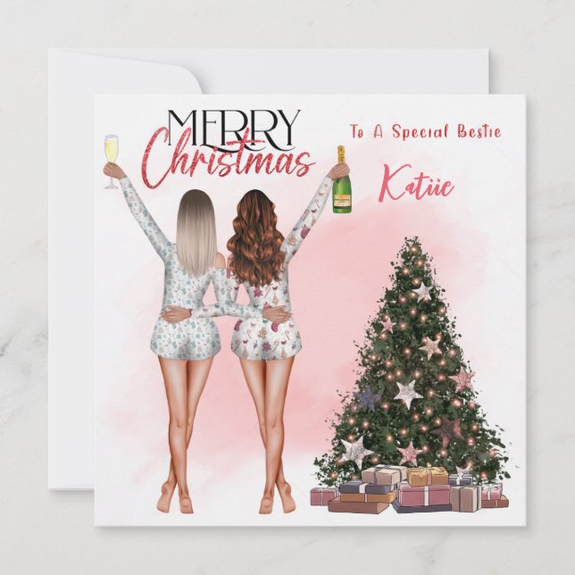 Cartão de Natal Bestie de Melhor Amigo Personaliza (Frente)