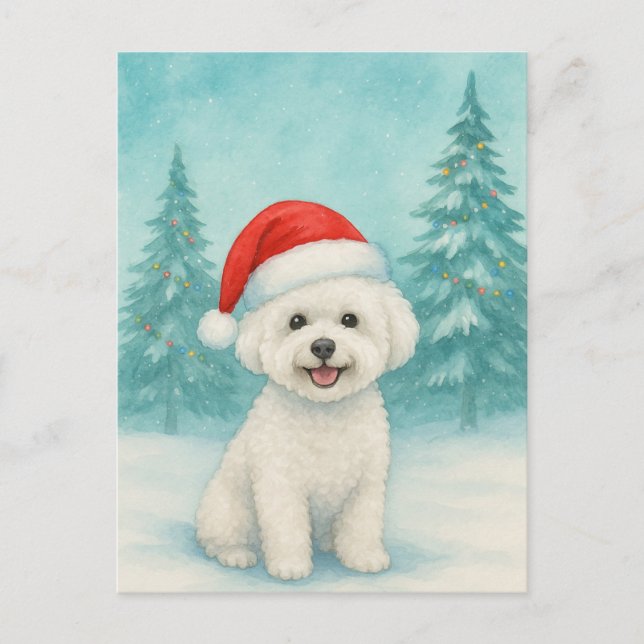 Cartão de Natal Bichon Frise - Cartão de Férias (Frente)