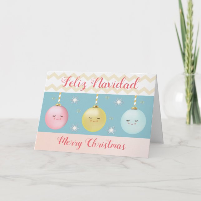 Cartão de Natal Bilingue Espanhol Feliz Navidad (Frente)